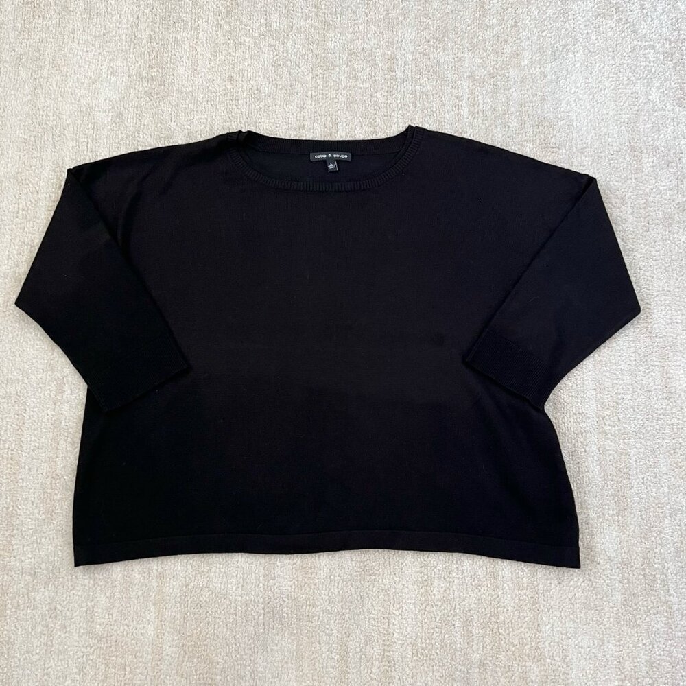 Cable & Gauge Black Sweater Knit Top L
